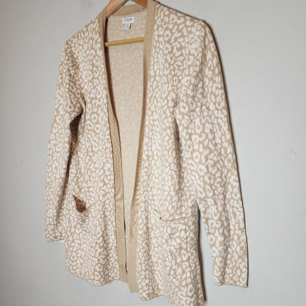 J. CREW Leopard‎ open cardigan sweater. Tan,  cream.  Size small.